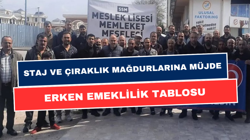 Staj ve Çıraklık Mağdurlarına Müjdeli Haber! 720 Günle Erken Emeklilik Kapıda